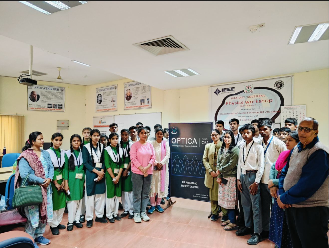 School students at the IIITA physics laboratory